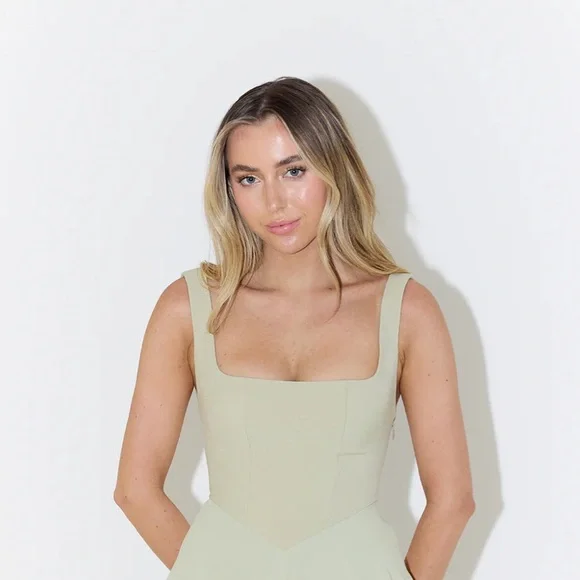 Dresses | Brexly Boutique Whitney Square Neck Midi Dress Nwt Sage Green L |  Poshmark